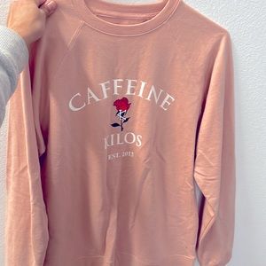 Caffeine and kilos pink pullover crew